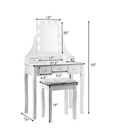 Gouun Vanity Dressing Table Set with 10 Dimmable Bulbs and Cushioned Stool