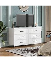 Wlive Wide Fabric Dresser 6 Drawer Tv Stand for 60/" Dressers Bedroom Furniture Large Storage Tower Unit with Bins Bedro