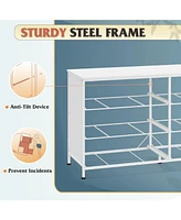 Wlive Wide Fabric Dresser 6 Drawer Tv Stand for 60/" Dressers Bedroom Furniture Large Storage Tower Unit with Bins Bedro
