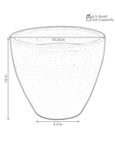 Resort Ceramic Flower Pot Planter with Drainage Holes - Set of 2 High-Fired Glazed Uv and Frost-Resistant Finish Outdoor/Indoor Use