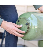 Vivian 11" Metal Outdoor Plant Pot Set with Drainage Holes and Rubber Plugs