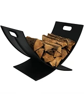 Sunnydaze Decor 30-Inch Outdoor Firewood Log Rack - Heavy-Duty Black Powder Coated Steel Construction