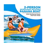 SereneLife 2-Person Inflatable Banana Boat, With Foot Pump & Repair Kit