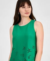 Anne Klein Petite Floral-Cutout Sleeveless Shift Dress