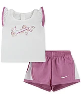 Nike Baby Dri-fit Flow-ral Tempo Ruffled Tank & Shorts, 2 Piece Set