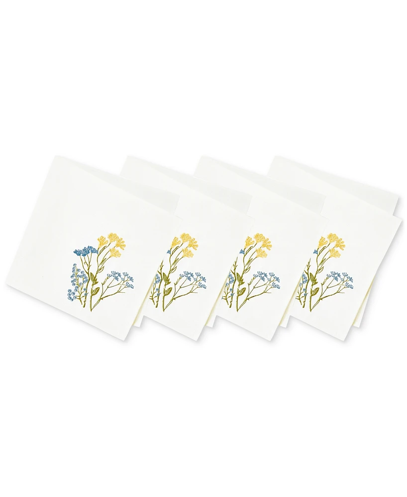 Lenox Wildflowers Border Embroidered 19" x 19" Napkin, Set of 4