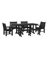 WestinTrends 6-Piece Hdpe Outdoor Rectangle Dining Patio Table and Chairs Set