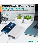 Philco Power Bank 20000mAh, Pd 22.5W Fast Charger, Portable External Battery Pack with Usb-c & Usb-a Outputs