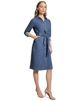 Jones New York Petite Denim Tie-Belt Shirtdress