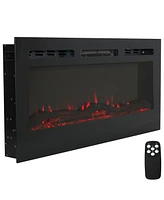 Modern Flame Wall-Mounted or Recessed Indoor Electric Fireplace with Led Lights