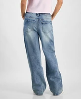 Celebrity Pink Juniors' High Rise Baggy Wide-Leg Curvy Jeans