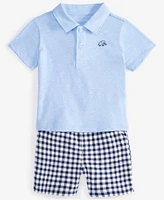 First Impressions Baby Boys Elephant Detail Polo Shirt Plaid Shorts Exclusively At Macys