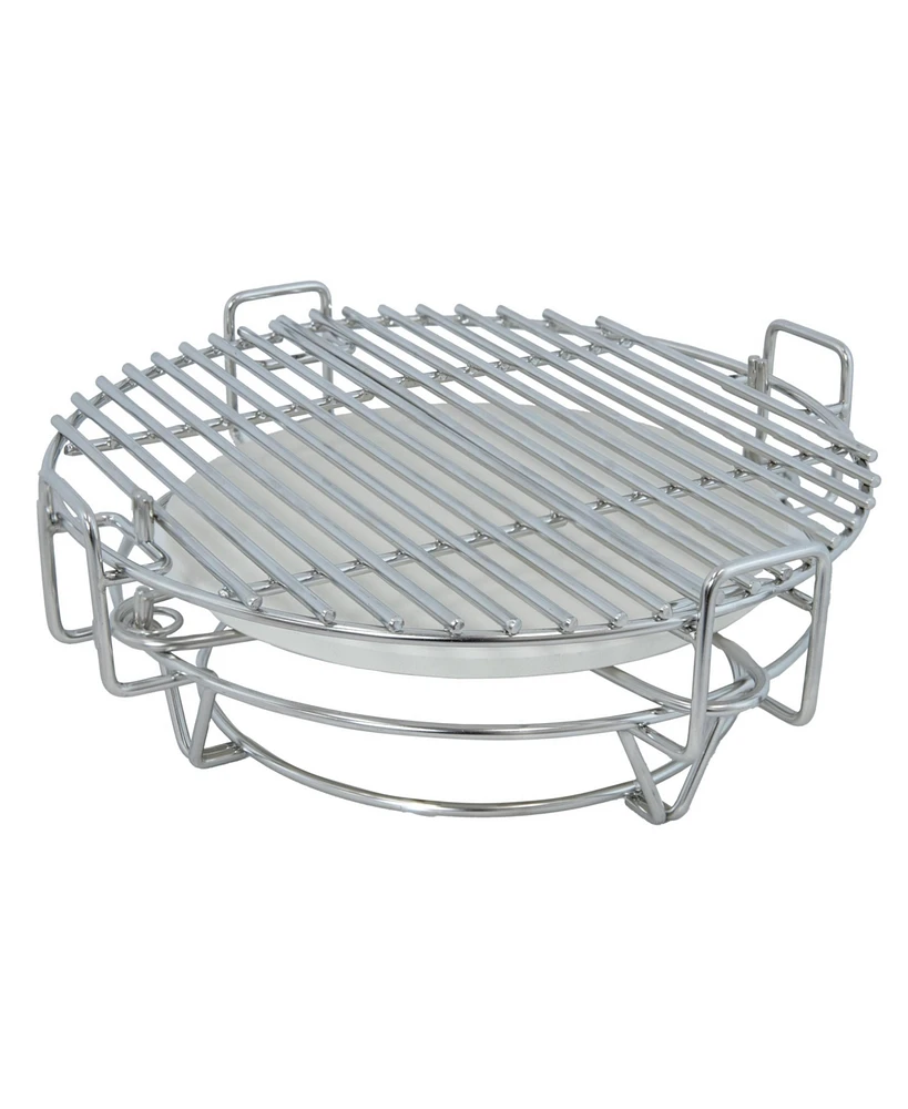 Half Moon Cooking Grate with Ceramic Deflector Plate for 15" Kamado Egg Grills - 12.5"