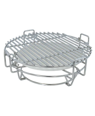 Half Moon Cooking Grate with Ceramic Deflector Plate for 15" Kamado Egg Grills - 12.5"