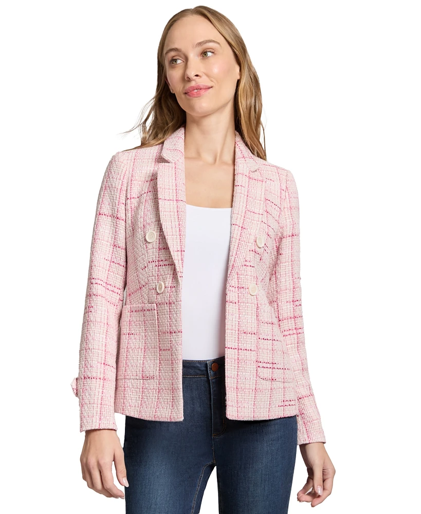 Jones New York Petite Tweed Notched-Lapel Blazer