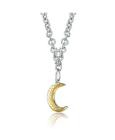 Rachel Glauber Lunar Elegance Crescent Pendant Necklace