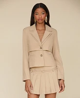 Avec Les Filles Women's Cinched-Waist Double-Layer Lapel Blazer