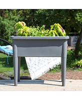 Sunnydaze Decor Self-Watering Raised Garden Bed with Cover - Includes Water Tube - Polypropylene Construction - Gray