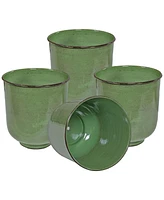 Vivian 11" Metal Outdoor Plant Pot Set with Drainage Holes and Rubber Plugs