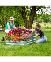 Sunnydaze Decor 2-Tier Galvanized Steel Raised Garden Bed - For Flowers, Plants, and Vegetables 94.5-Gal Soil Capacity Silver