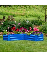 Sunnydaze Decor 47.25" W Galvanized Steel L-Shaped Raised Garden Bed - For Vegetables and Plants 67.3 Gal Soil Capacity Blue