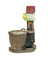 Sunnydaze Decor Polyresin Bird House Outdoor Statue Planter with Solar Led Lighted Birds - 17.25-Inch