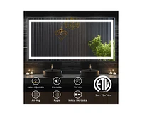 gaomon Led Bathroom Mirror 72x36 inch with Front and Backlight, Large Dimmable Wall Mirrors with Anti-Fog, Shatter-Proof, Memory, 3 Colors, Double Led