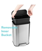 gaomon Stainless Steel Garbage Can with Lid, Step-On Pedal and Inner Bucket