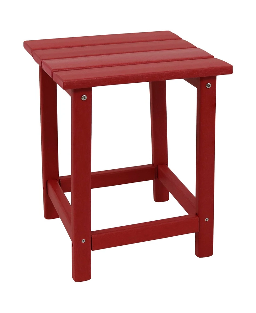 Sunnydaze Decor 14.75-Inch Square All-Weather Adirondack-Style Outdoor Side Table - 100 lb Weight Capacity Red