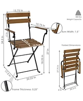 European Chestnut Folding Dining Armchair - for Indoor or Outdoor Use - Commercial Grade - Set of