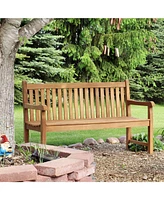 Sunnydaze Decor 59-Inch Solid Teak Wood Outdoor Bench - Light Brown Wood Stain Finish - Mission-Style