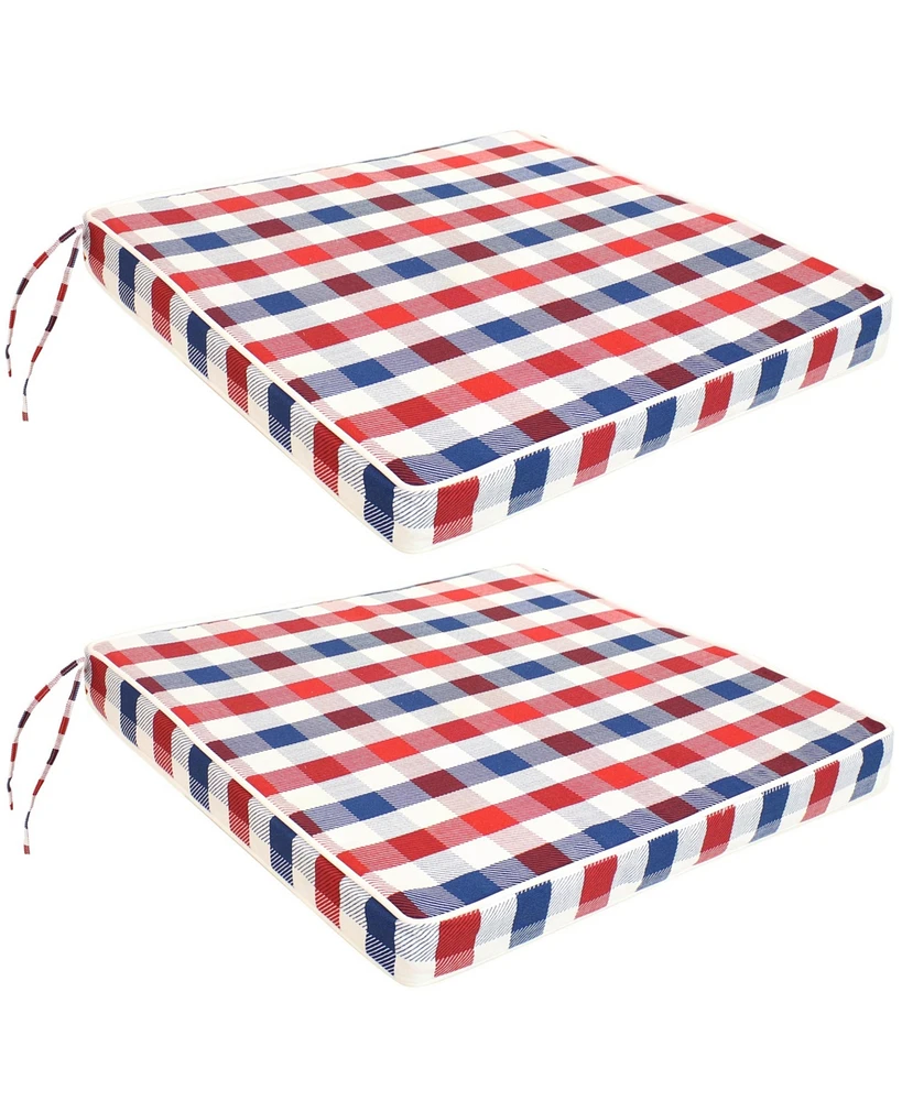 Sunnydaze Decor Square Indoor/Outdoor Seat Cushions with Ties - Set of Two 17-Inch Square Chair Pads - Fits a Variety of Dining and Patio Chairs