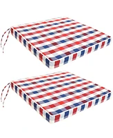 Sunnydaze Decor Square Indoor/Outdoor Seat Cushions with Ties - Set of Two 17-Inch Square Chair Pads - Fits a Variety of Dining and Patio Chairs