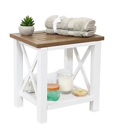 17” Freestanding Shower Caddy - Water-Resistant Shower Bench - Bathroom Bench with Storage Shelf and Leveling Feet