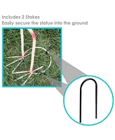 36-Inch Pink Flamingo Outdoor Statue with Flowerpot - Yard Art, Lawn and Garden Sculpture Decor - 5-Inch Planter - Set of 2