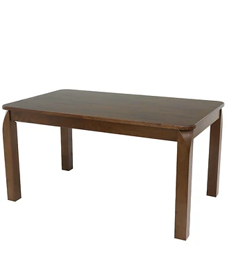 Dorian 5-Foot Mid-Century Modern Dining Table - Solid Rubberwood Rectangle Kitchen Table - Dark Walnut Finish