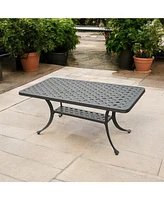 Slickblue Solid Cast Aluminum 21 x 42 inch Outdoor Patio Dining Cocktail Table