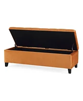 Velvet Storage Ottoman Bench with Tufted Lift-Top, Upholstered Accent Bench for Bedroom or Living Room-The Pop Home