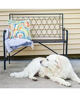 Sunnydaze Decor 2-Person Outdoor Garden Bench - Argyle Diamond Iron Patio Bench - Black - 42.25" W