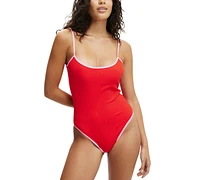 Cotton On Women's Thin-Strap Scoop-Back One-Piece Swimsuit