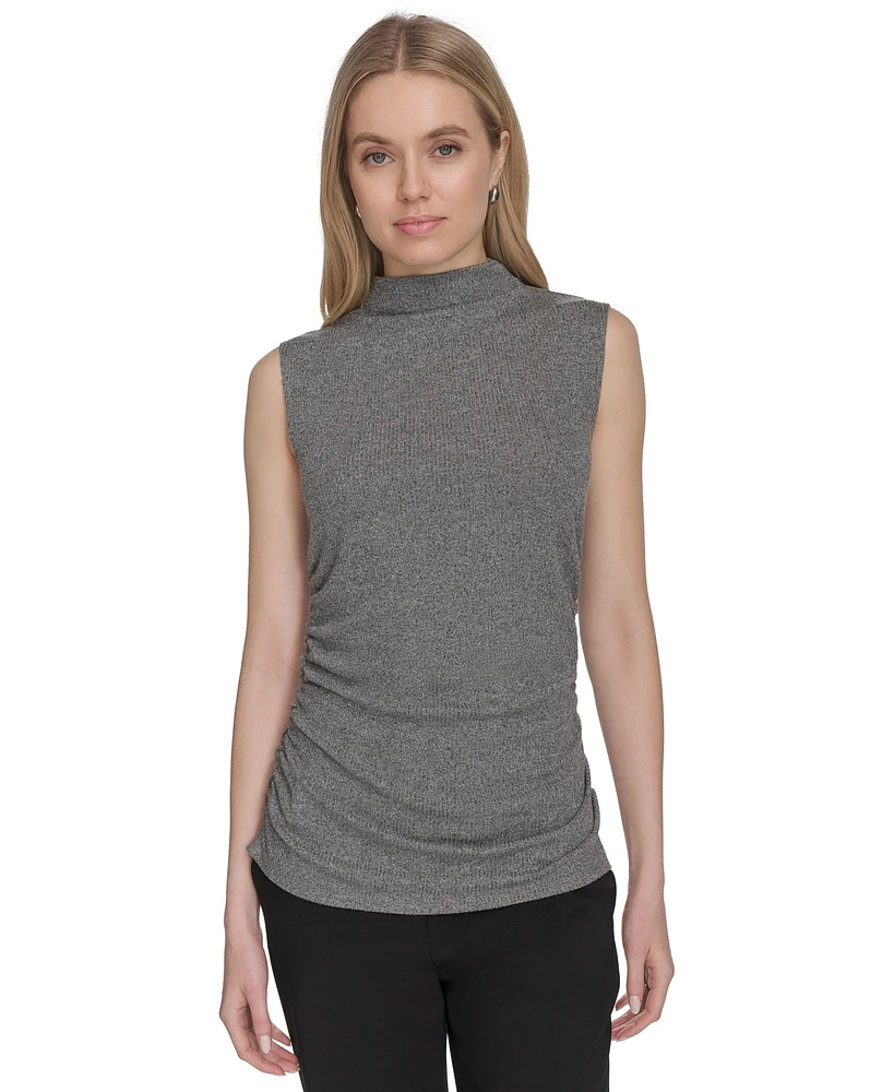 Calvin Klein Women's Sleeveless Metallic Mock-Neck Top