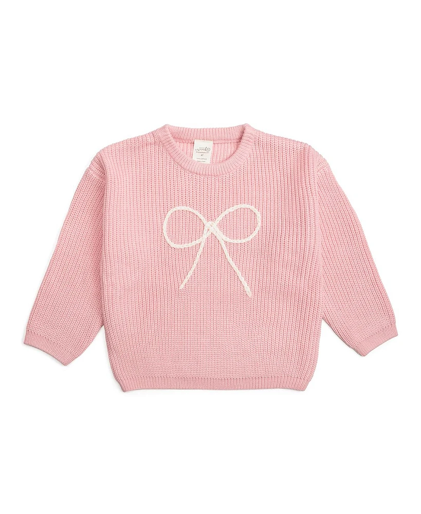 Sweet Wink Toddler Girls Bow Yarn Knit Sweater