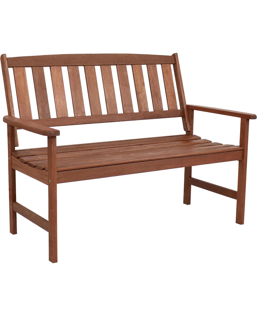 Sunnydaze Decor Solid Meranti Wood 2-Seat Outdoor Garden Bench with Rustic Teak Oil Finish