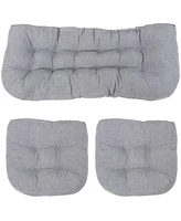 Sunnydaze Decor 300D Olefin Tufted 3-Piece Outdoor Settee Cushion Set with Polyester Fill - Gray