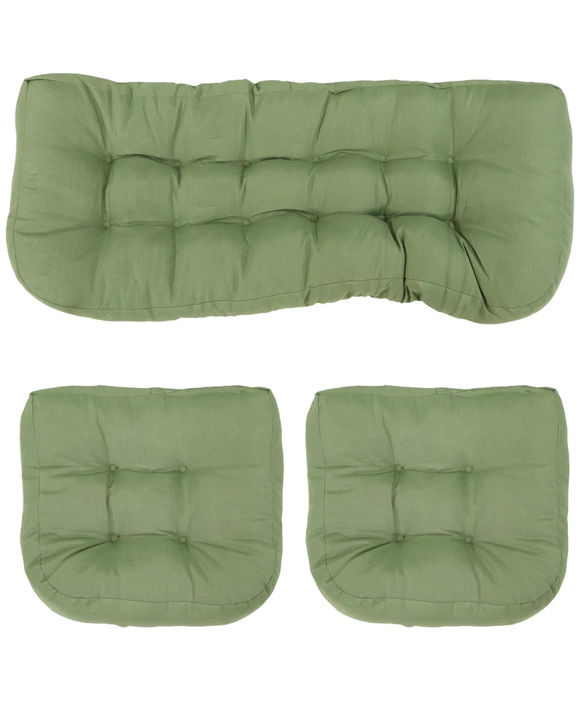 300D Olefin Tufted 3-Piece Outdoor Settee Cushion Set with Polyester Fill - Gray