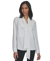 Halston Women's High-Neck Bow-Tie Long-Sleeve Blouse