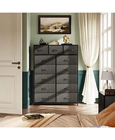 Wlive Tall Dresser for Bedroom with 13 Drawers Storage Organizer Unit Fabric Closet Chest of Steel Frame Wood Top