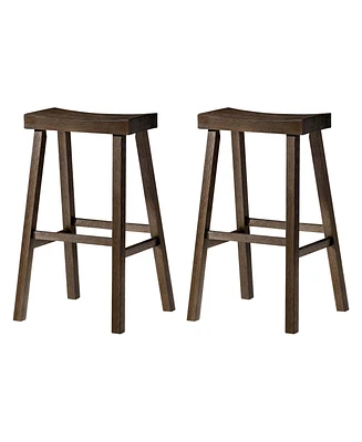Maven Lane Vincent Wooden Rustic Aesthetic Kitchen Bar Stool, set of 2