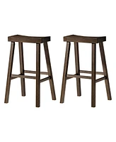 Maven Lane Vincent Wooden Rustic Aesthetic Kitchen Bar Stool, set of 2