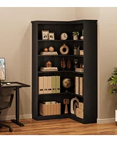 gaomon Farmhouse Bookshelf Corner Bookcase 72.8” Large Bookcase Wood Bookshelf Tall L Shaped Bookshelf